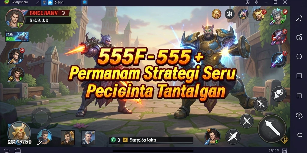 Screenshot utama 555F menampilkan gameplay strategis yang intens.