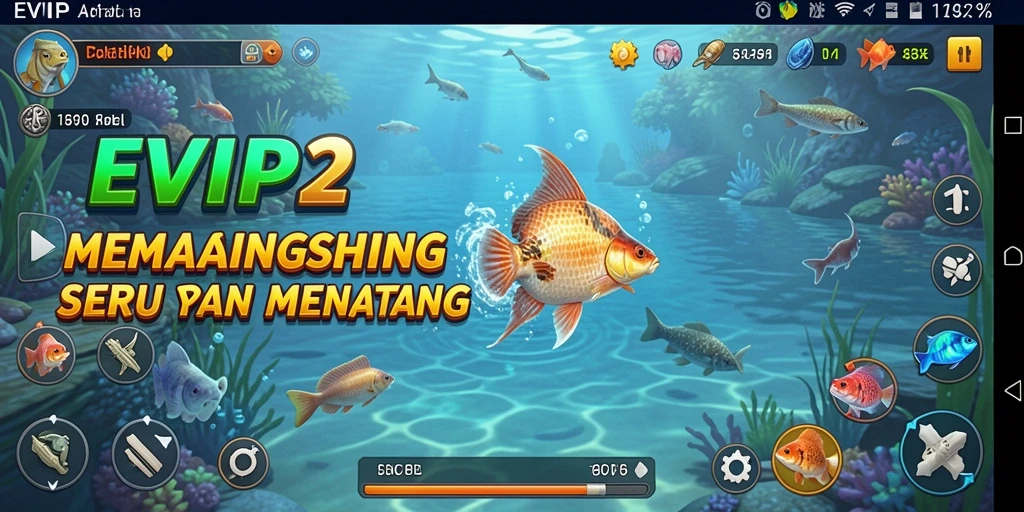 Tampilan gameplay seru dari EVIP2 saat memancing ikan besar.