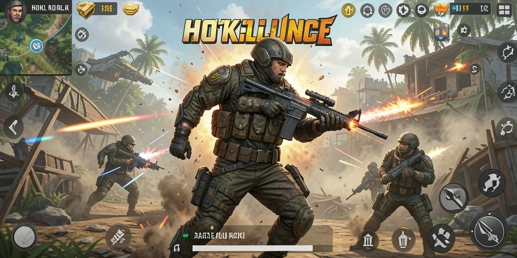 Screenshot HOKILUCK menampilkan aksi seru dalam pertempuran Battle Royale.