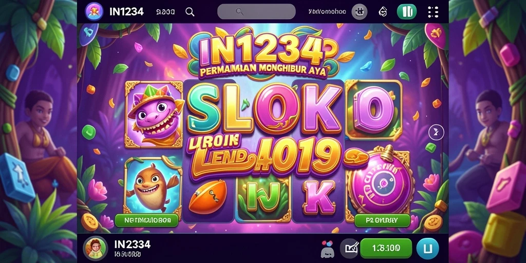 Tampilan slot-game IN1234 dengan gulungan berwarna cerah.
