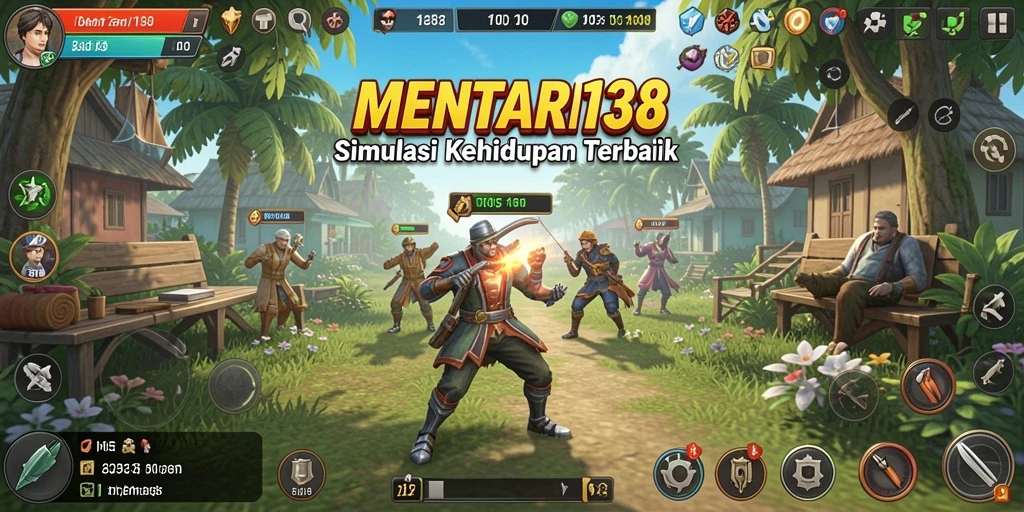 Tampilan gameplay MENTARI138 yang menggambarkan simulasi kehidupan realistis.