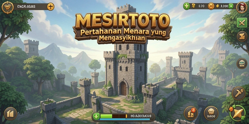 Tangkapan layar gameplay MESIRTOTO menampilkan peperangan menara yang mendebarkan.