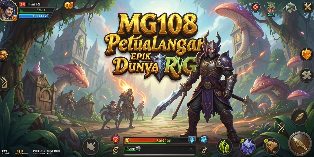 Screenshot MG108 menampilkan gameplay RPG yang mendebarkan dengan karakter dan monster.